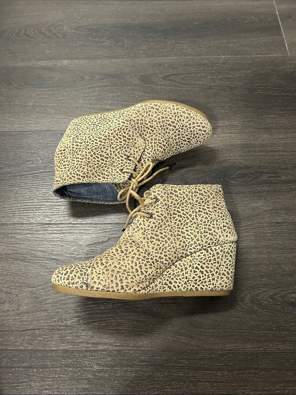 Tom’s Cheetah Print Wedge Ankle Boots